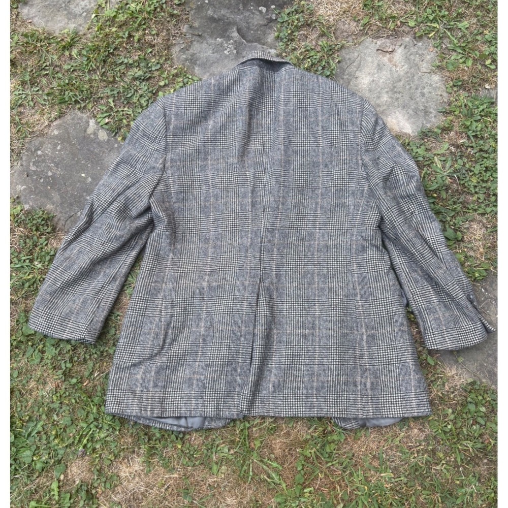 Vintage Bill Blass Camel Hair Blazer Mens 38R Gray Plaid Sport Coat - Picture 9 of 15